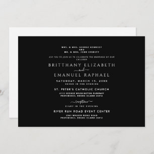 Invitation Élégant Noir Les deux parents Mariage listé