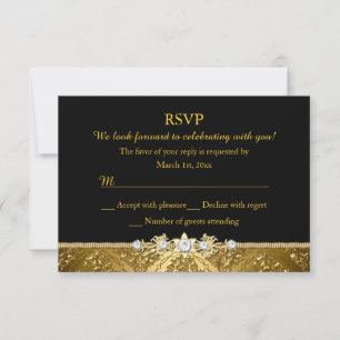 Invitation Elegant noir & or Damask RSVP