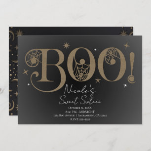 Invitation Élégant noir rustique BOO magique Halloween Sweet