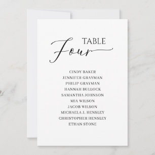 Invitation Élégant noir Tableau Numéro 4 Tableau de sièges
