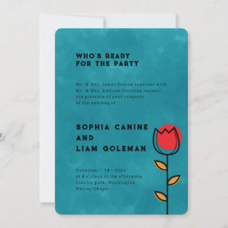Invitation Élégant Noms des deux parents | Mariage Bleu Pacif