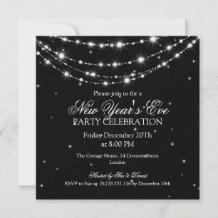 Invitation Élégant Nouvel An Chaîne De Sparkling Noir