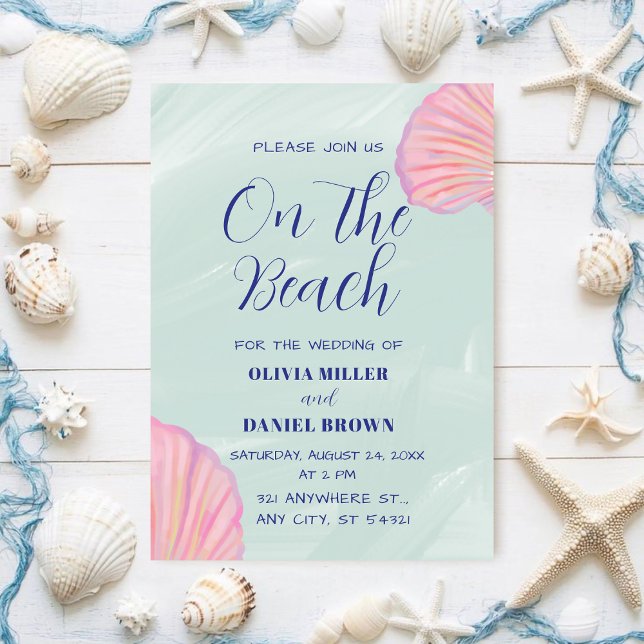 Invitation Elégant Ocean Pastel Seashell Beach Mariage (Créateur téléchargé)