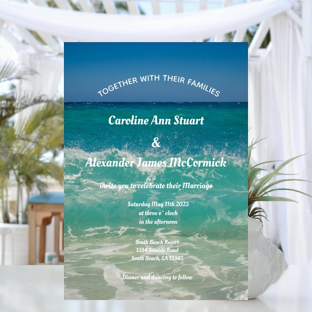 Invitation Elégant Ocean Waves Beach Été Mariage nautique (Créateur téléchargé)