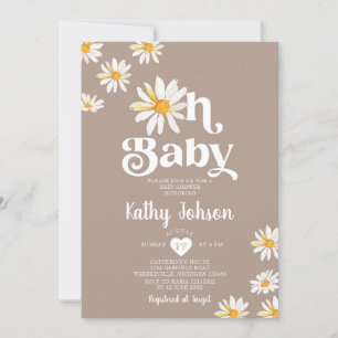 Invitation Élégant Oh Baby Daisy Flowers Baby shower Boho