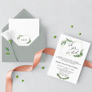 Invitation Élégant Oh oui nous l'avons fait Olive Or Mariage