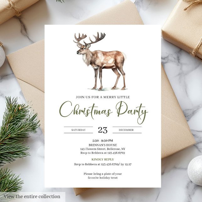 Invitation Elegant Olive Beige Minimalist Christmas Party (Elegant Olive Beige Minimalist Christmas Party

)