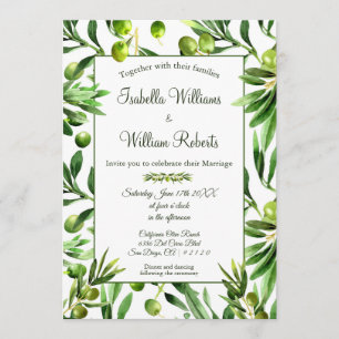 Invitation Elégant Olive Leaf Boho Garden Mariage