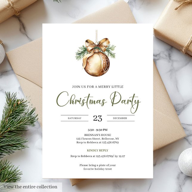 Invitation Elegant Olive Nordic Natural Palette Modern Xmas (Elegant Olive Nordic Natural Palette Modern Christmas Party)