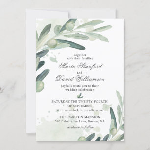 Invitation Élégant Olive Sprig Branche Mariage de verdure