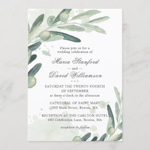 Invitation Élégant Olive Sprig Branche Mariage de verdure