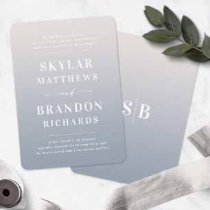 Invitation Élégant Ombre ivoire et Mariage semi-formel bleu