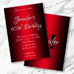 Invitation Elégant Ombre noir et rouge 60e anniversaire<br><div class="desc">Invitation de la divas à sa célébration de 60e anniversaire. Invitation d'anniversaire noir et rouge foncé frappant. Couleur arrière - plan personnalisable derrière le dégradé graphique. Invitations de fête d'anniversaire personnalisables. Glam et invitations chic. Customisez les styles de police calligraphie modernes et élégants.</div>