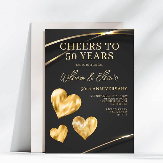 Invitation Élégant Or 50e Anniversaire de Mariage (Créateur téléchargé)