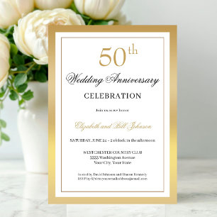 Invitation Élégant Or 50e Anniversaire de Mariage