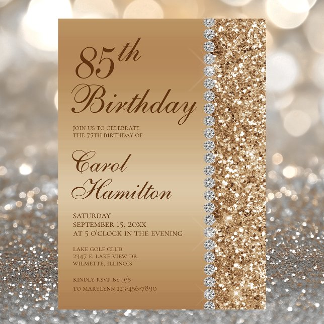 Invitation Élégant Or 85e Anniversaire (Créateur téléchargé)