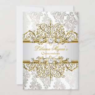 Invitation Elégant or Argent Vintage Glamor Quinceanera