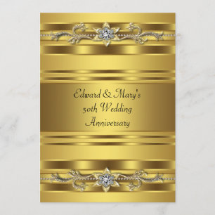 Invitation Élégant or bijou 50e anniversaire de mariage
