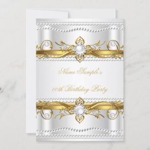 Invitation Elégant or blanc argent perle soie d'or Anniversai