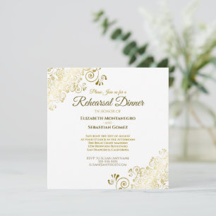 Invitation Élégant or blanc Mariage de répétition Carré