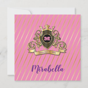 Invitation Elégant or et rose Monagram Conception