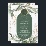 Invitation Elégant or Eucalyptus vert Boho Moss Green<br><div class="desc">Elégant or Eucalyptus verdure Boho Moss Faire-part de mariage vert</div>
