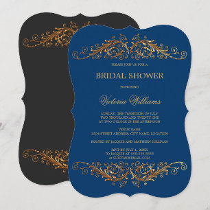 Invitation Elégant Or Flèche Bleu