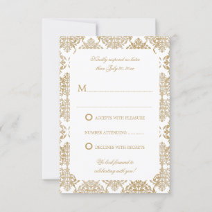 Invitation Elégant or fleurit Damask RSVP
