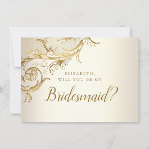 Invitation Élégant or Floral Damask Script Bridesmaid