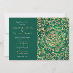 Invitation Elégant or Floral Mandala Green Design