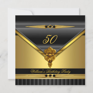 Invitation Elegant Or Noir Métal Verrou Fête d'anniversaire