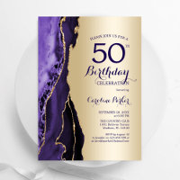 Elégant Or Purple Agate 50e anniversaire