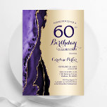 Invitation Elégant Or Purple Agate 60e anniversaire<br><div class="desc">Purple et or agate 60e anniversaire invitation de fête. Design élégant et moderne avec aquarelle agate marbre arrière - plan,  fausse parties scintillant or et typographie script de police. Carte invitation branchée parfaite pour une célébration anniversaire féminine élégante. Invitations Zazzle imprimées ou téléchargement instantané modèle imprimable numérique.</div>