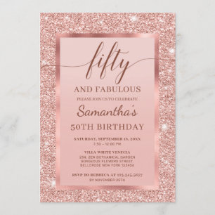 Invitation Elégant or rose cinquante et fabuleux 50e annivers