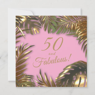 Invitation Elegant Or Rose Gold Photo 50 Anniversaire Fabuleu