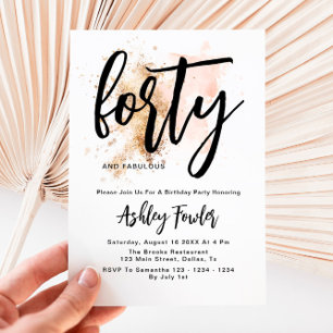 Invitation Elégant or rose Quarante 40e anniversaire Invitati