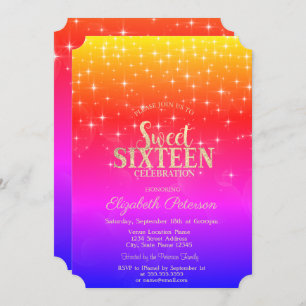 Invitation Elégant Or Stars Ombre Sweet 16
