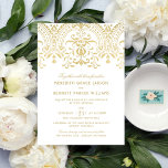 Invitation Élégant or Vintage Mariage glamour<br><div class="desc">Les élégantes invitations de mariage d'inspiration vintage présentent un design décoratif orné de couleur dorée de champagne imprimé avec un aspect métallique plus brillant. L'impression sur l'option Luxe Pearl Shimmer cardstock améliore l'aspect métallique des couleurs dorées design.</div>