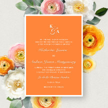 Élégant orange clair Monogramme Gras Mariage forme