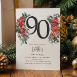 Invitation Elégant Orange & Flore rouge 90e anniversaire<br><div class="desc">Plongez dans le monde de l'élégance festive avec notre toute nouvelle gamme d'invitations d'anniversaire pour adultes. Aménagés dans un nouveau bar pour le raffinement, ces invitations sont décorés de fleurs d'aquarelle exquises dans une riche palette d'orange et de rouge. Ces modèles invitations, modernes mais intemporels, vont transformer votre soirée d'anniversaire...</div>