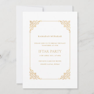 Invitation Elegant Ornate Baroque Gold Script Iftar Party