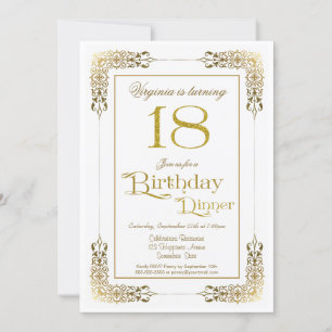 Invitation Elégant Ornate Gold Lace 18ème anniversaire Dîner