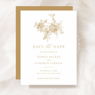 Invitation Élégant ornement floral mariage d'or Enregistrer l
