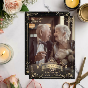 Invitation Élégant ornement victorien 50e anniversaire Photo