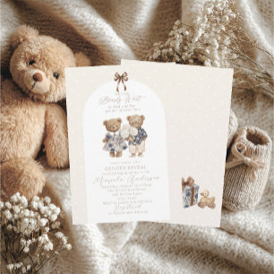 Invitation Élégant ours en aquarelle révélation du sexe de bé