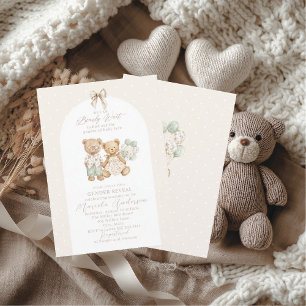 Invitation Élégant ours en peluche aquarelle révélation du se