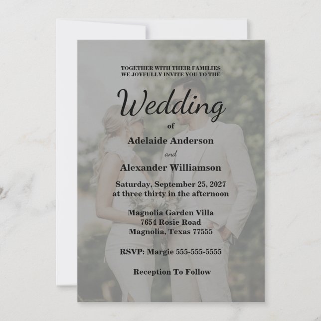 Invitation Elegant Overlay Photo Wedding (Devant)