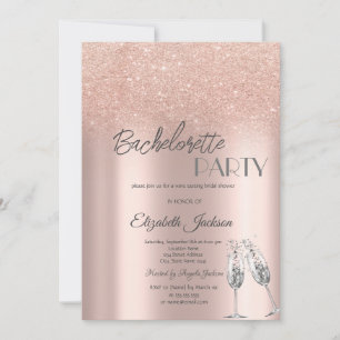 Invitation Élégant Paillettes Rose Doré Bokeh Enterrement de