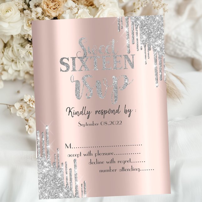Invitation Elégant paillettes rose gold déposez votre RSVP 16 (Créateur téléchargé)