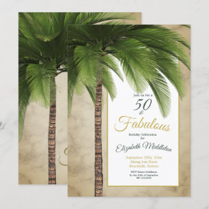 Invitation Elégant Palm Tree 50 et fabuleux Anniversaire mode